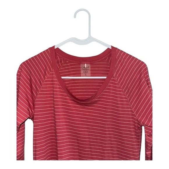 Calia by Carrie Underwood Coral White Striped Everyday Long Sleeve Tee Women's - Picture 3 of 6